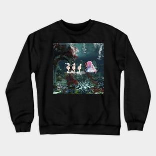 Cute mermaid has fun with seahorses Crewneck Sweatshirt